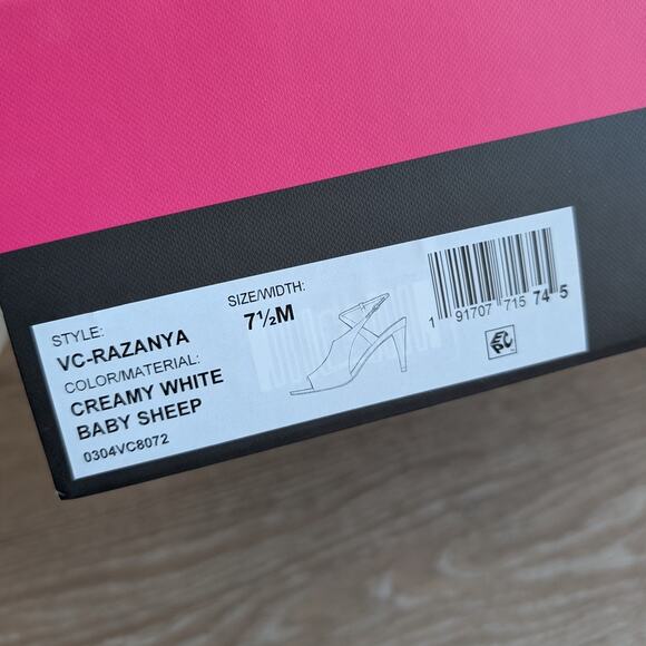 NWT Vince Camuto Razanya Creamy Baby Sheep High Heel Sandals, size 7.5M - Picture 6 of 6